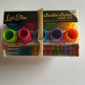 Lady Ellen Vintage Hair Rollers Curlers Klippies Flower Box - Brand New!